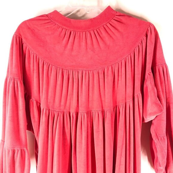 Vintage Rosemary Long Coral Pearl Snap Long House Dress With Pockets - Picture 5 of 8